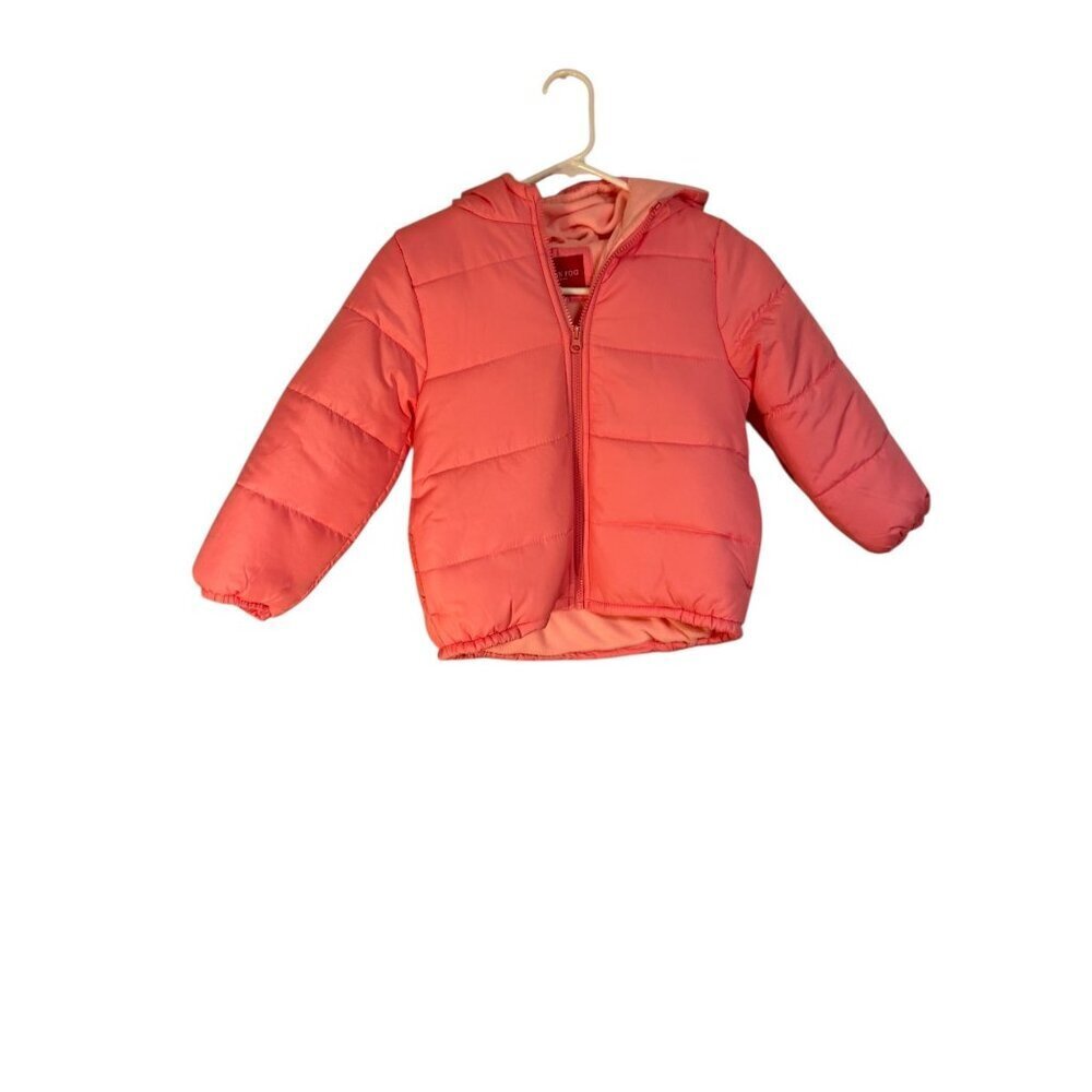 London Fog Girls Coral Hooded Puffer Jacket M/5-6 Fleece Lined Winter Coat NWT